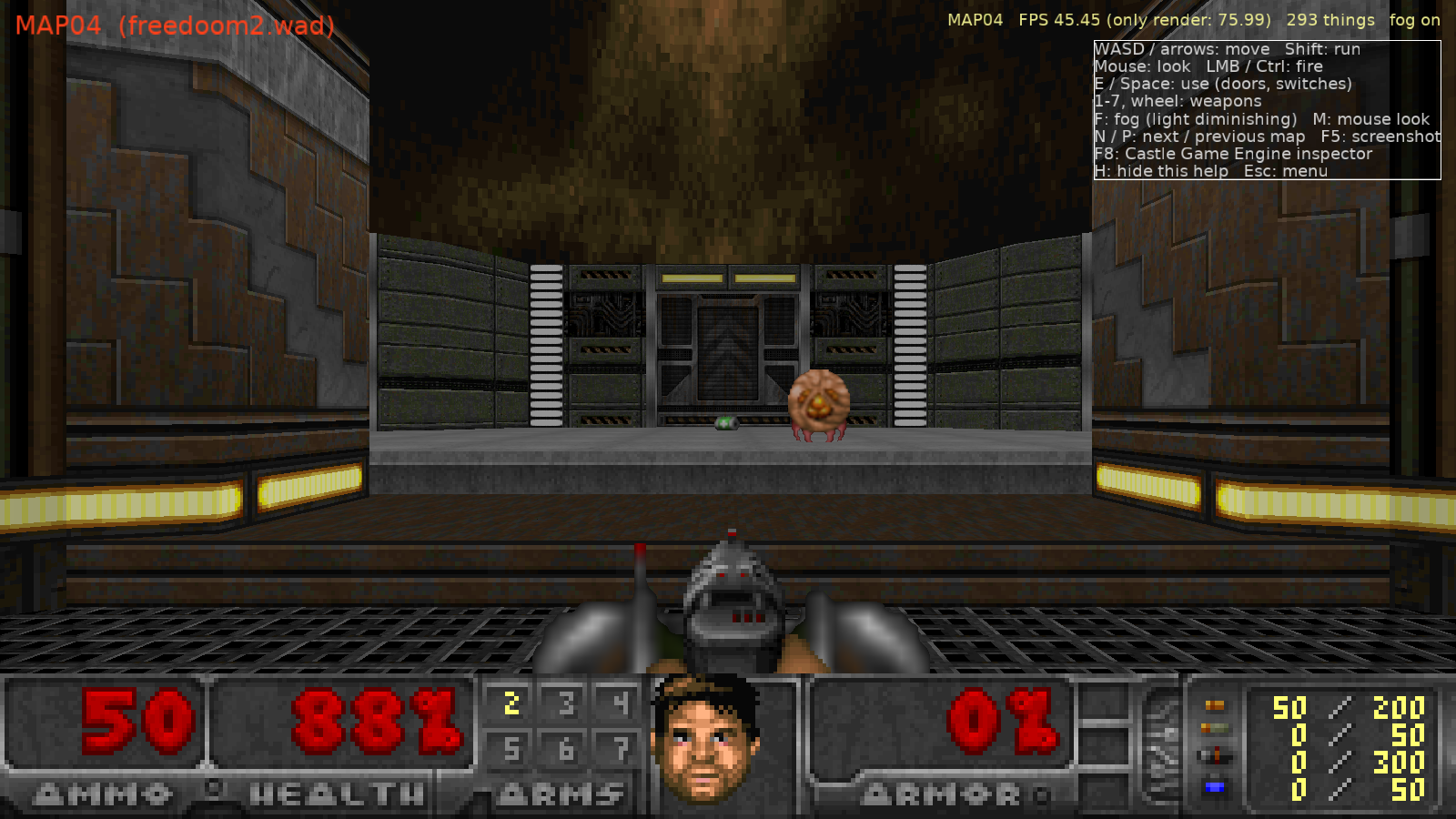 MAP04 of Freedoom Phase 2 with a cacodemon