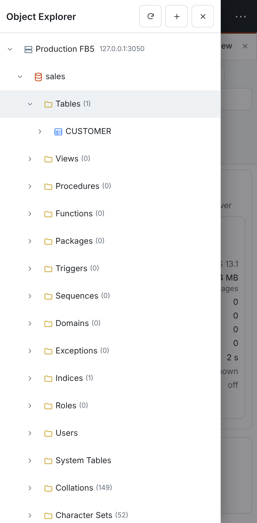 The Object Explorer drawer