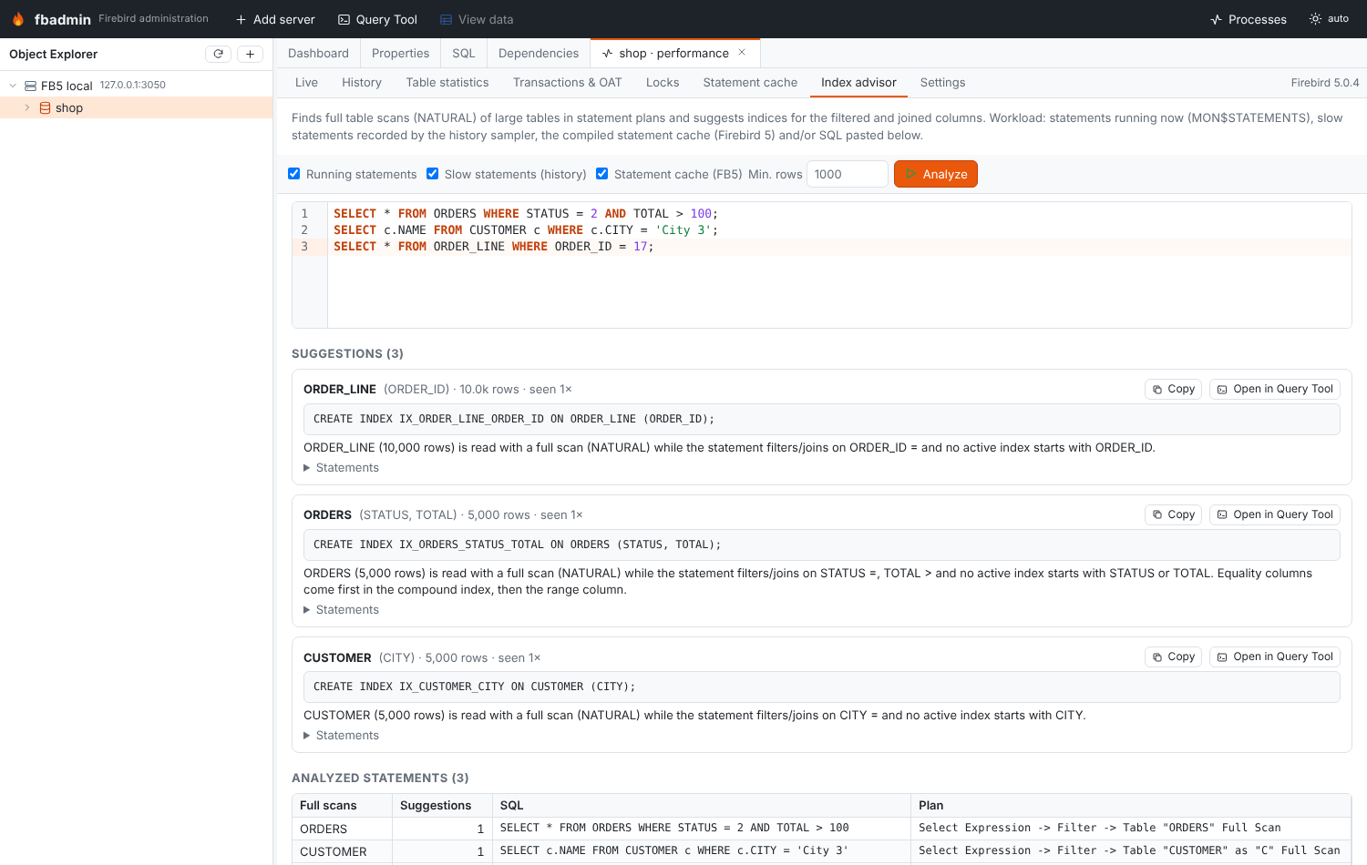 Index advisor